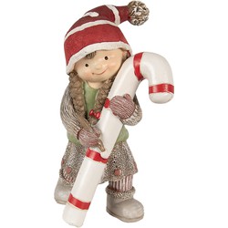 Clayre & Eef Decoratie Beeld Kind 18 cm Groen Polyresin Kerstfiguren