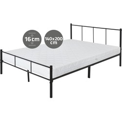 ML-Design metalen bed zwart, 200x140 cm, gemaakt van stalen frame