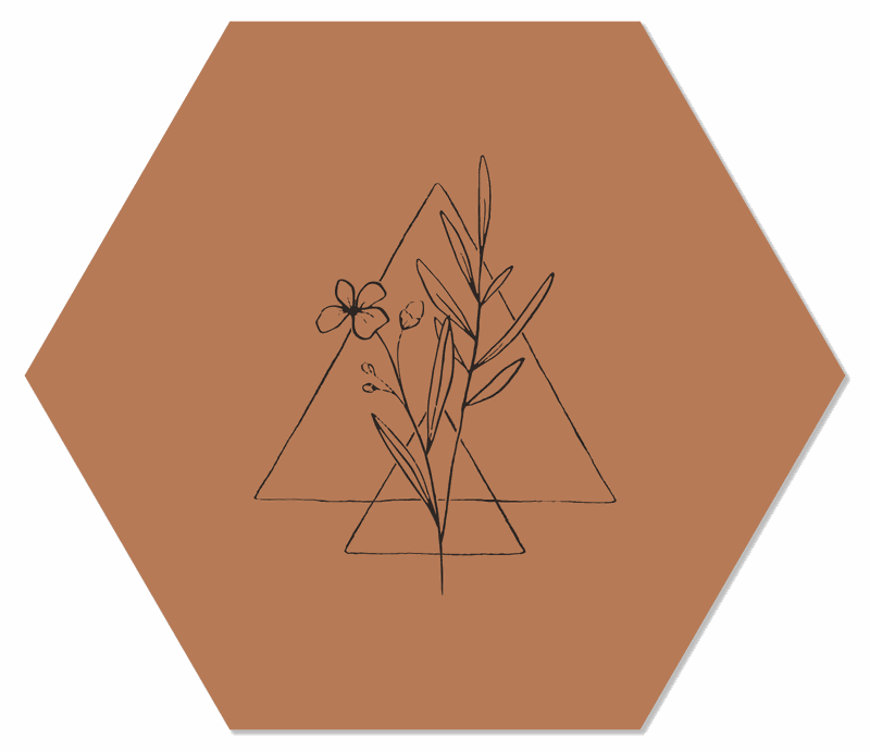 Label2X Muurhexagon drawn wildflower Dibond - Aanbevolen / 24 x 20 cm - 24 x 20 cm - 