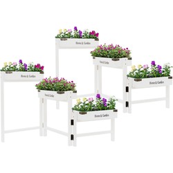 Bloemenstandaard Plantentrap 3 Tiers Wit Hout ML Design