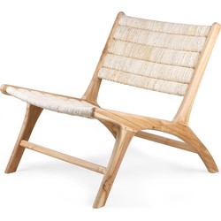 HKliving lounge stoel naturel teak / abaca 65x75x70cm