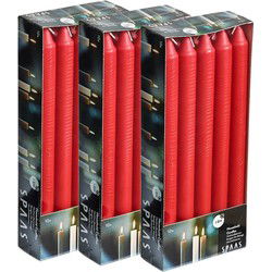 Dinerkaarsen rood - 30x stuks - 24 cm - 8 branduren - Dinerkaarsen