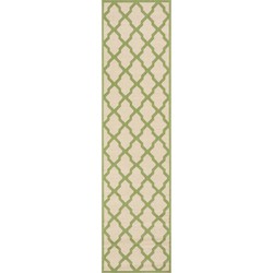 Safavieh Trellis Indoor/Outdoor Woven Area Rug, Beachhouse Collection, BHS122, in Cream & Olive, 61 X 244 cm