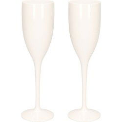 Champagne/prosecco flute glas - 2x - wit - 15 cl/150 ml - onbreekbaar - Champagneglazen