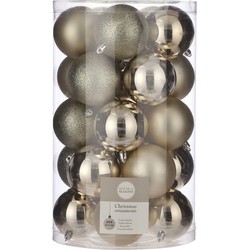 25x Kunststof kerstballen licht champagne 8 cm - Kerstbal
