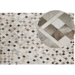 HIRKA - Laagpolig vloerkleed - Grijs - 160 x 230 cm - Koeienhuid leer