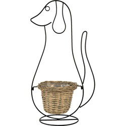 Clayre & Eef Bloempot Hond Zwart IJzer