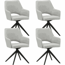 Set van 4 Draaibare Eetkamerstoelen Sid Lichtgrijs Stof - Met Armleuningen