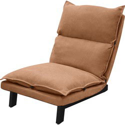 Vloerstoel bruin vloerstoel gestoffeerd met verstelbare rugleuning linnen bekleding robuust stalen frame ML design