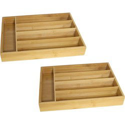 Set van 2x stuks bestekbakken bamboe hout 26 x 36 cm - Bestekbakken