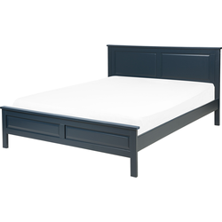 OLIVET  - Tweepersoonsbed - Donkerblauw - 140 x 200 cm - Dennenhout