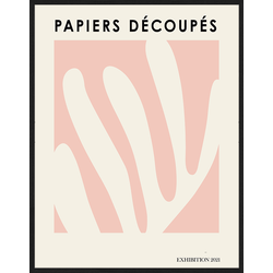 Any Image Print 'Papiers Decoupes' - Schilderij - Wanddecoratie - Inclusief beukenhouten lijst - Poster - 73x93cm - Zwarte lijst met Passe Partout