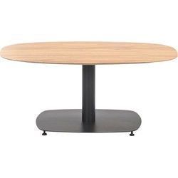 Leon bijzettafel -  aluminium - carbon black - teak look - 100x70 cm