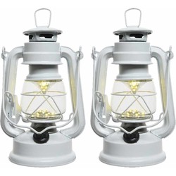 Set van 2x stuks witte camping lantaarns 25 cm LED licht - Lantaarns