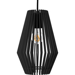 Groenovatie Houten Design Hanglamp, E27 Fitting, ⌀20cm, Zwart