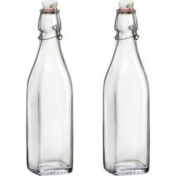 Set van 8x stuks Limonadeflessen/waterflessen transparant 500 ml vierkant - Weckpotten