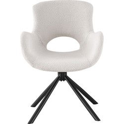 House Nordic Eetkamerstoel Amorim Bouclé Off-White Draaibaar - Set van 2
