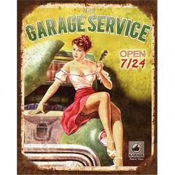 Clayre & Eef Tekstbord  20x25 cm Groen Ijzer Auto Garage Wandbord