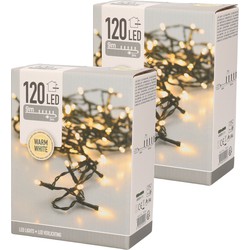 2x Lichtsnoer 120 kerst led-lampjes warm wit voor buiten - Kerstverlichting kerstboom