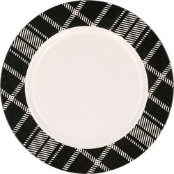 Bord kunststof wit/zwart motief 33 cm - Kaarsenplateaus