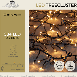 1-1,3 meter treecluster 5 meter / 384 LED classic warm met timer