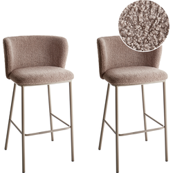 MINA II - Barkruk set van 2 - Bruin - Bouclé