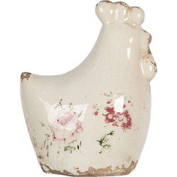 Clayre & Eef Decoratie Kip Beige Keramiek Bloemen