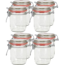 8x Glazen confituren pot/weckpot 300 ml met beugelsluiting en rubberen ring - Weckpotten