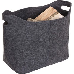 Cosmo Casa  Viltmand - Houten mand vilt tas opbergmand decoratieve vilt doos - 40 liter - Donkergrijs