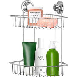 Concorde - Doucherekje hoek-model 2-laags - zilver - H36 cm - Douche- en badrekjes
