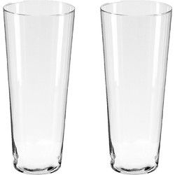 Atmosphera bloemenvaas - 2x - Conisch model - transparant - glas - H40 x D15 cm - Vazen
