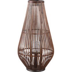 PTMD Lysia Brown Round Bamboo Lantern With Glass L
