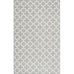 Safavieh Geometric Indoor Hand Tufted Area Rug, Cambridge Collection, CAM130, in Silver & Ivory, 122 X 183 cm