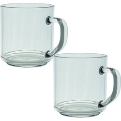 Set van 2x stuks onbreekbare kunststof camping theeglazen 330 ml - Koffie- en theeglazen