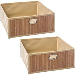 3x stuks opbergmand/kastmand 13 liter beige linnen/bamboe 31 x 15 x 31 cm - Opbergmanden