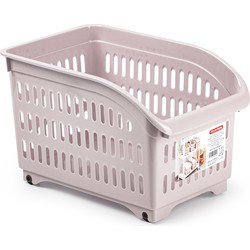 Plasticforte opberg Trolley Container - roze - op wieltjes - L30 x B18 x H19 cm - kunststof - Opberg trolley