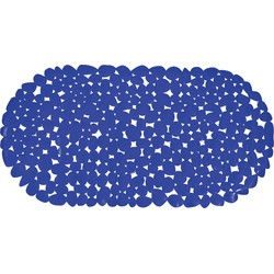 MSV Douche/bad anti-slip mat - badkamer - pvc - donkerblauw - 35 x 68 cm - Badmatjes