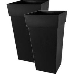 Eda Bloempot Toscane - 2x - vierkant - kunststof - antraciet - 43x80cm - Plantenpotten