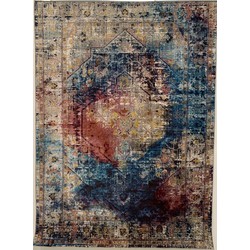 Tapijtenloods Picasso Heriz Vintage Vloerkleed Multi / Blauw Laagpolig- 160x230 CM