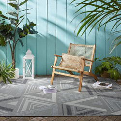 Algarve Indoor & Outdoor Grijs vloerkleed - Driehoek Design - 200 X 290 CM