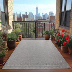 Desert Lorium Buitenkleed – Outdoor Vloerkleed, Boho Look, Weer- & UV-bestendig - Grijs- 80x250 CM