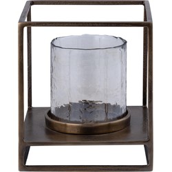 PTMD Windlicht Janik - 25x25x29 cm - Glas - Goud