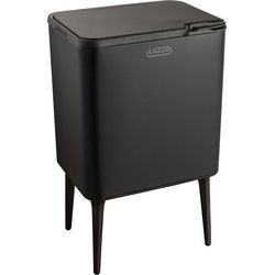 Luzzo® Kansas Push/Touch Prullenbak 36 liter met extra Aanrechtafvalbakje - Zwart