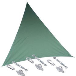 Premium kwaliteit schaduwdoek/zonnescherm Shae driehoek groen 4 x 4 x 4 meter met ophanghaken - Schaduwdoeken