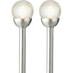 Lumineo LED tuinlampjes instekers - 2x stuks- solar verlichting ronde bol - 30 cm - Tuinverlichting - Prikspotjes