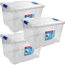Hega Hogar Opbergbox - 3x - met deksel - 42 x 35 x 25 cm - 25L - Opbergbox