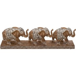 Atmosphera Olifantjes dierenbeeldje - bruin - 46 x 7,5 x 13 cm - Beeldjes