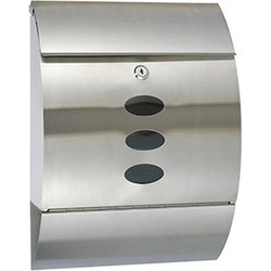 Brievenbus - met krantenvak - zilver - 30 x 12 x 40 cm - RVS - postbus - Brievenbussen