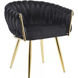 Eva Chair Velvet Black Gold Frame