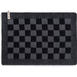 Knit Factory Gebreide Placemat - Onderlegger Block - Zwart/Med Grey - 50x30 cm